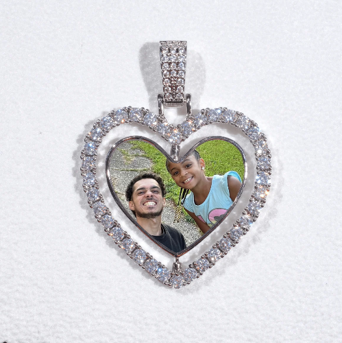 3D Spinning 2-Faced Heart Custom Picture Pendant