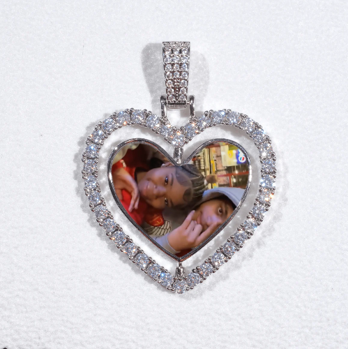 3D Spinning 2-Faced Heart Custom Picture Pendant