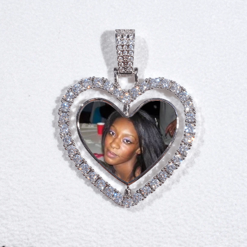 3D Spinning 2-Faced Heart Custom Picture Pendant