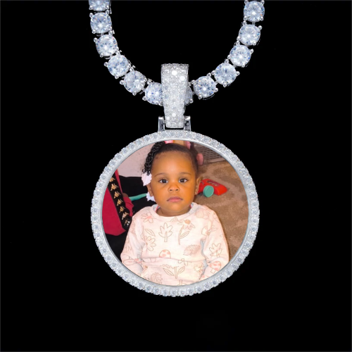 925S & VVS Moissanite 3D Circle Custom Picture Pendant