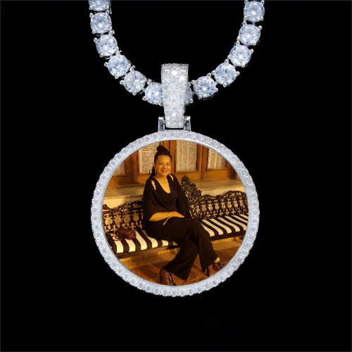 925S & VVS Moissanite 3D Circle Custom Picture Pendant