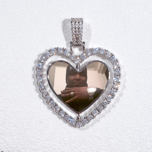 3D Spinning 2-Faced Heart Custom Picture Pendant