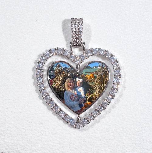3D Spinning 2-Faced Heart Custom Picture Pendant