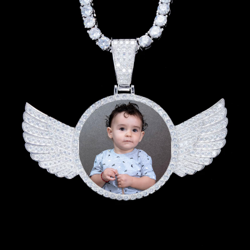 925S & VVS Moissanite 3D Wing Custom Picture Pendant