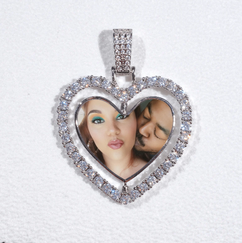 3D Spinning 2-Faced Heart Custom Picture Pendant