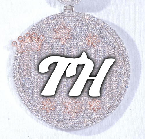CUSTOM LETTER NECKLACE 3D BIG CROWN DISC