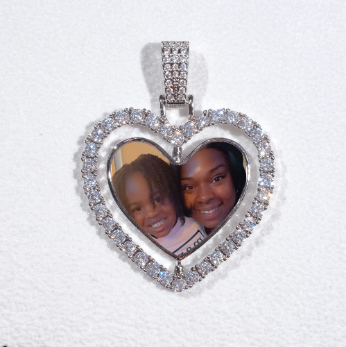 3D Spinning 2-Faced Heart Custom Picture Pendant