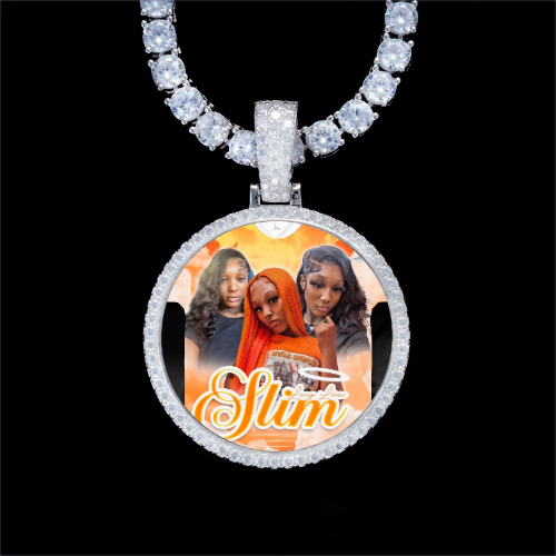 925S & VVS Moissanite 3D Circle Custom Picture Pendant