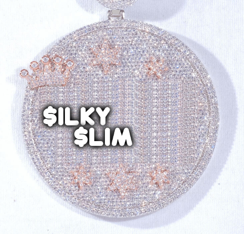 CUSTOM LETTER NECKLACE 3D BIG CROWN DISC
