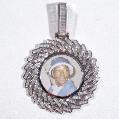 Large 3D Baguette Custom Picture Pendant