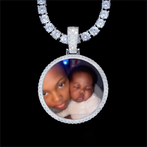 925S & VVS Moissanite 3D Circle Custom Picture Pendant