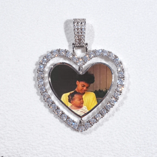 3D Spinning 2-Faced Heart Custom Picture Pendant