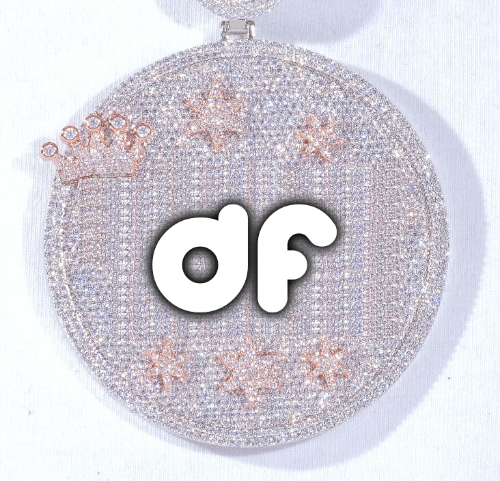 CUSTOM LETTER NECKLACE 3D BIG CROWN DISC