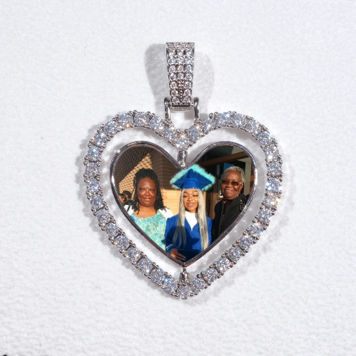 3D Spinning 2-Faced Heart Custom Picture Pendant