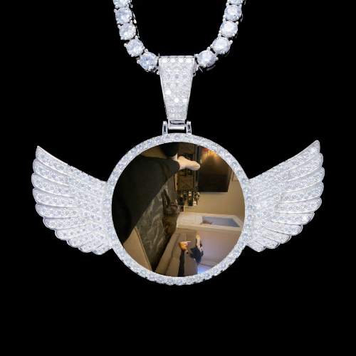 925S & VVS Moissanite 3D Wing Custom Picture Pendant