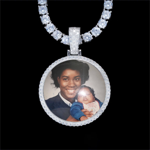 925S & VVS Moissanite 3D Circle Custom Picture Pendant