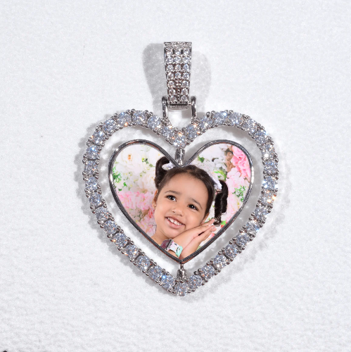 3D Spinning 2-Faced Heart Custom Picture Pendant