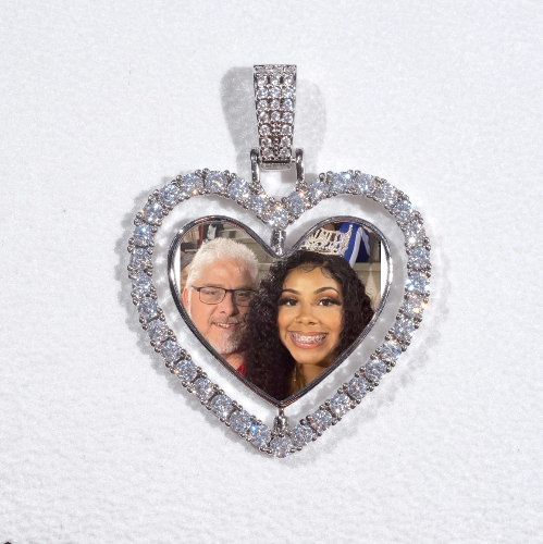 3D Spinning 2-Faced Heart Custom Picture Pendant