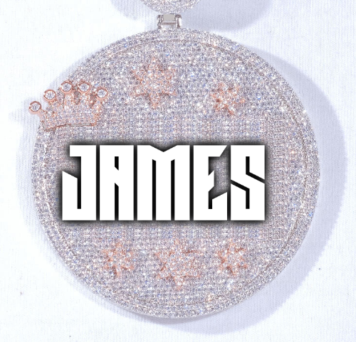 CUSTOM LETTER NECKLACE 3D BIG CROWN DISC