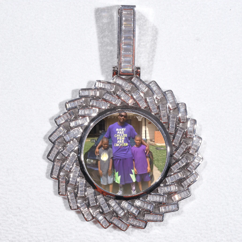 Large 3D Baguette Custom Picture Pendant