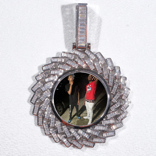 Large 3D Baguette Custom Picture Pendant