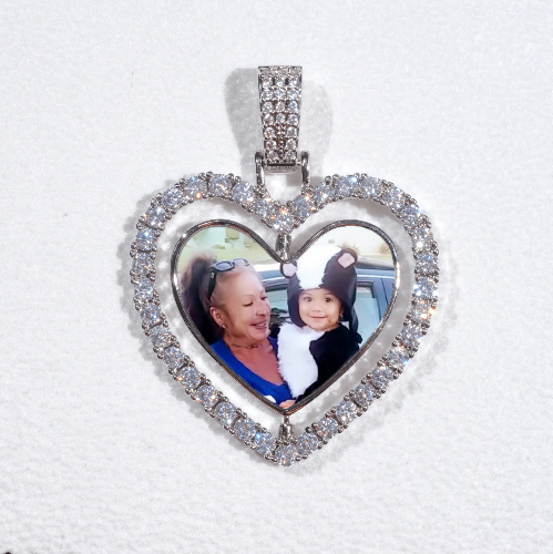 3D Spinning 2-Faced Heart Custom Picture Pendant