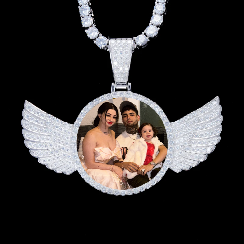 925S & VVS Moissanite 3D Wing Custom Picture Pendant