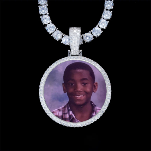 925S & VVS Moissanite 3D Circle Custom Picture Pendant