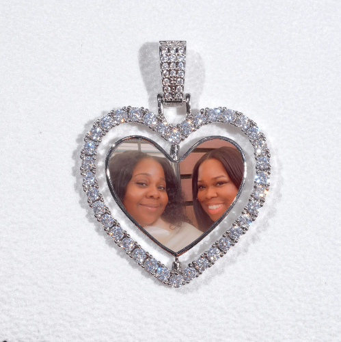 3D Spinning 2-Faced Heart Custom Picture Pendant