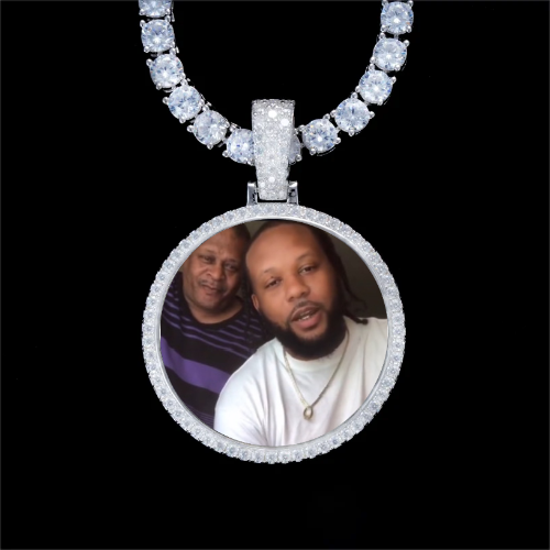 925S & VVS Moissanite 3D Circle Custom Picture Pendant