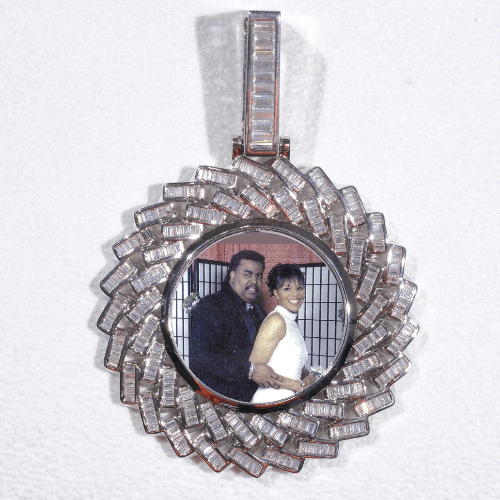 Large 3D Baguette Custom Picture Pendant