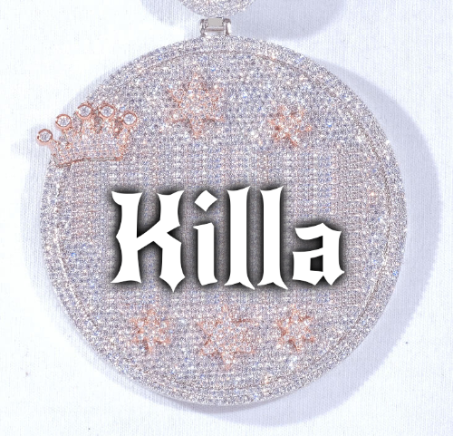 CUSTOM LETTER NECKLACE 3D BIG CROWN DISC
