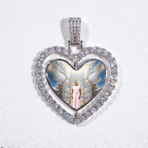 3D Spinning 2-Faced Heart Custom Picture Pendant