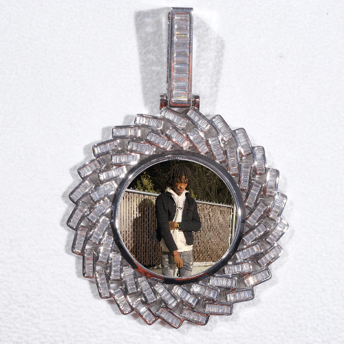 Large 3D Baguette Custom Picture Pendant