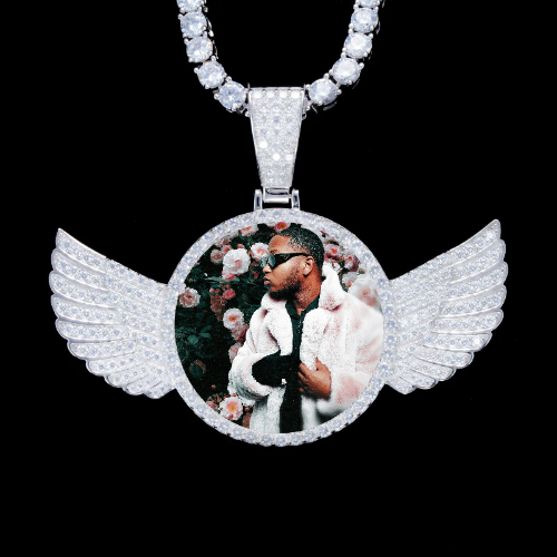 925S & VVS Moissanite 3D Wing Custom Picture Pendant