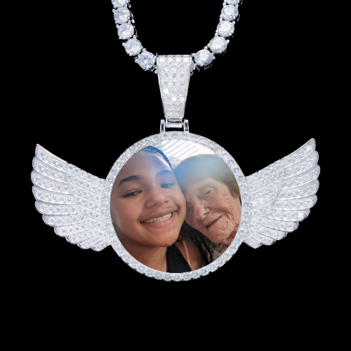 925S & VVS Moissanite 3D Wing Custom Picture Pendant