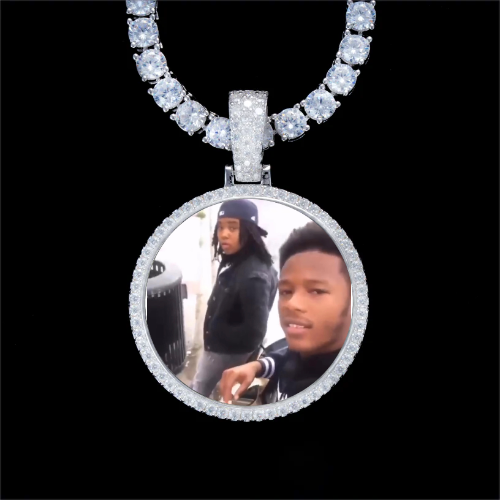 925S & VVS Moissanite 3D Circle Custom Picture Pendant
