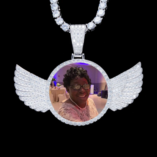 925S & VVS Moissanite 3D Wing Custom Picture Pendant