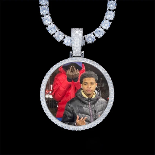 925S & VVS Moissanite 3D Circle Custom Picture Pendant