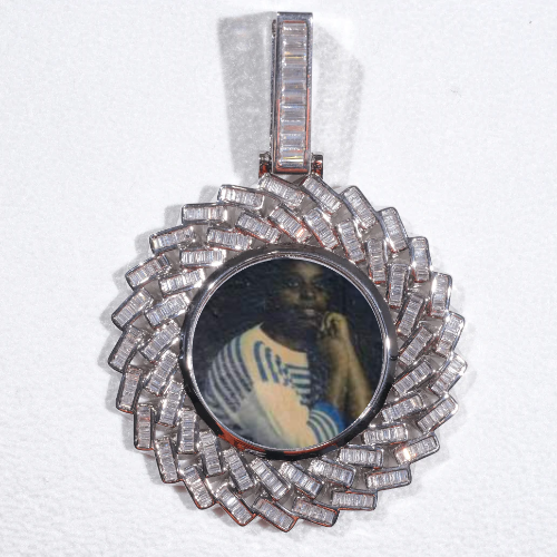 Large 3D Baguette Custom Picture Pendant