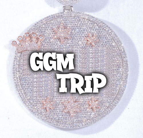 CUSTOM LETTER NECKLACE 3D BIG CROWN DISC