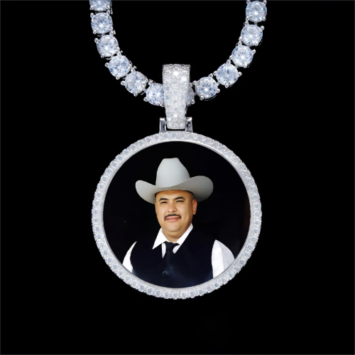 925S & VVS Moissanite 3D Circle Custom Picture Pendant