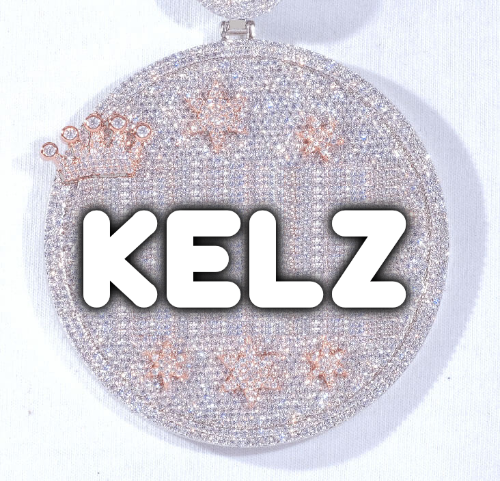 CUSTOM LETTER NECKLACE 3D BIG CROWN DISC