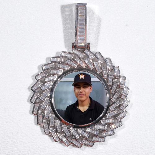 Large 3D Baguette Custom Picture Pendant