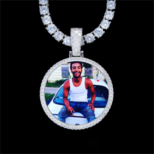 925S & VVS Moissanite 3D Circle Custom Picture Pendant