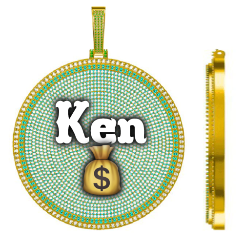 CUSTOM LETTER NECKLACE 3D BIG DISC