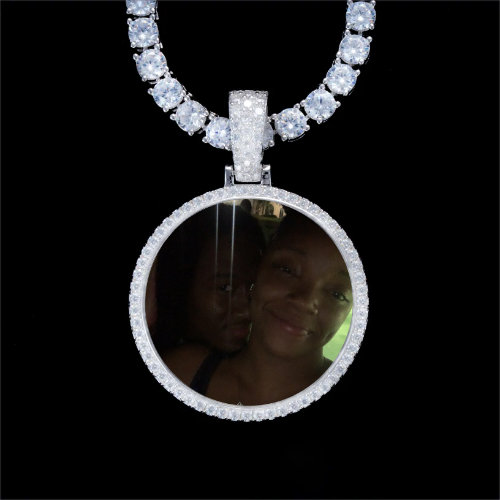 925S & VVS Moissanite 3D Circle Custom Picture Pendant