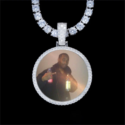 925S & VVS Moissanite 3D Circle Custom Picture Pendant