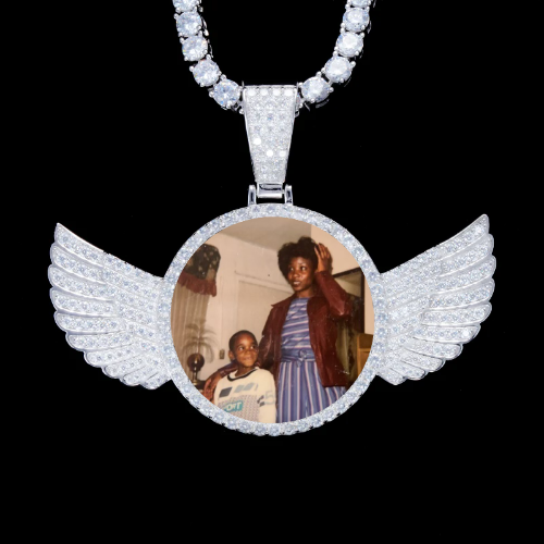 925S & VVS Moissanite 3D Wing Custom Picture Pendant