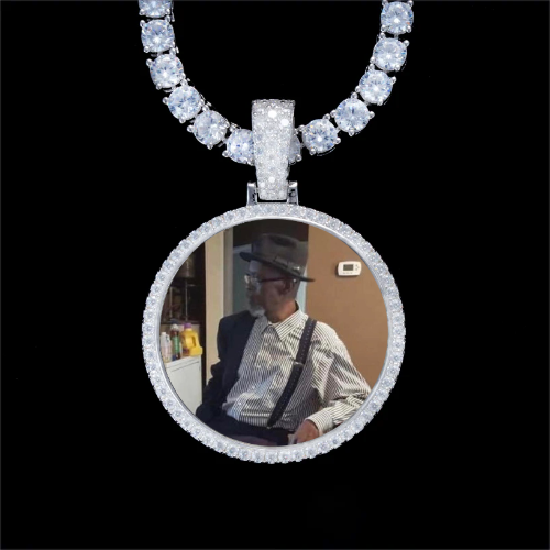 925S & VVS Moissanite 3D Circle Custom Picture Pendant